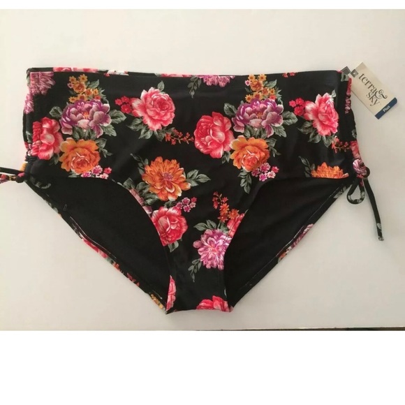 Womens Terra & Sky Bikini Bottoms Size 3X Multicolor Black Floral New - Picture 6 of 7